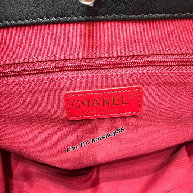 CHANEL女包 A57573 秋冬新款嬉皮包 小牛皮羅緞 小號 Chanel單肩女包 黑色香奈兒包 djc1116